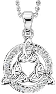 Diamond White Gold Celtic Trinity Knot Necklace