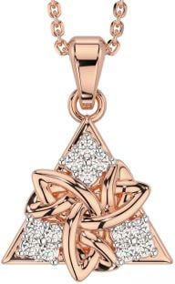 Diamond Rose Gold Silver Celtic Trinity Knot Necklace