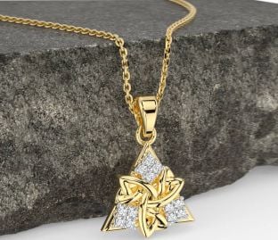 Diamond Gold Silver Celtic Trinity Knot Necklace
