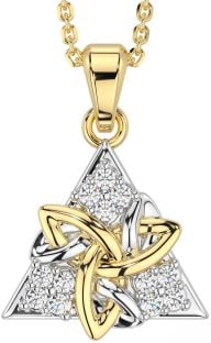 Diamond Gold Silver Celtic Trinity Knot Necklace