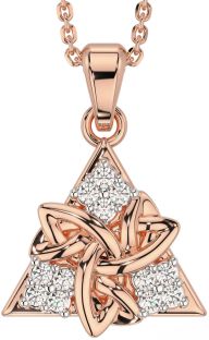 Diamond Rose Gold Celtic Trinity Knot Necklace
