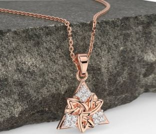 Diamond Rose Gold Celtic Trinity Knot Necklace