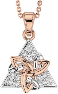 Diamond White Rose Gold Celtic Trinity Knot Necklace