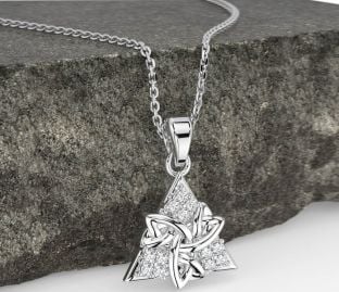 Diamond Silver Celtic Trinity Knot Necklace