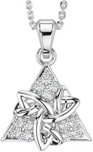 Diamond White Gold Celtic Trinity Knot Necklace