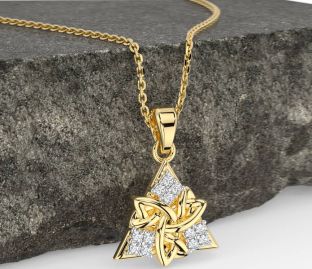 Diamond Gold Celtic Trinity Knot Necklace