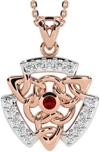 Diamant Granat Rose Gold Silber keltisch Halskette