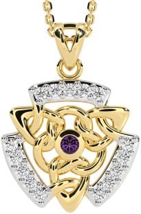 Diamond Alexandrite Gold Silver Celtic Necklace