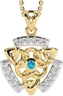 Diamond Topaz Gold Silver Celtic Necklace