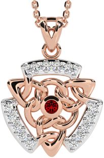 Diamant Granat Rose Gull Celtic Halskjede