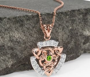 Diamant Peridot Reste sig Guld Keltiskt Halsband