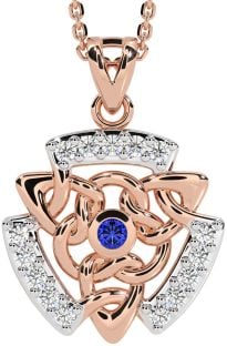 Diamant Saphir Rose Gold keltisch Halskette