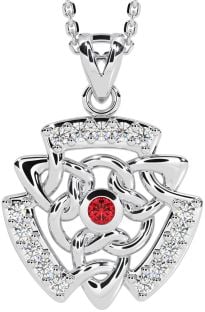 Diamond Ruby Silver Celtic Necklace