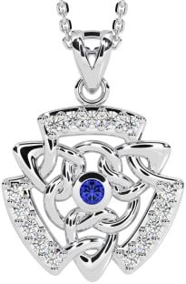 Diamond Sapphire Silver Celtic Necklace