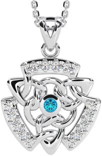 Diamond Topaz Silver Celtic Necklace