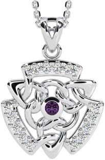 Diamond Alexandrite White Gold Celtic Necklace