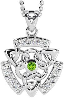 Diamant Peridot Bílý Zlato keltský Náhrdelník