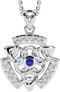 Diamond Sapphire White Gold Celtic Necklace