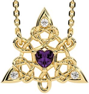 Diamond Alexandrite Gold Silver Celtic Trinity Knot Necklace