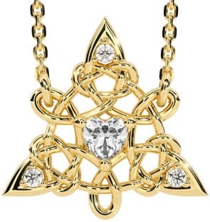 Diamond Gold Silver Celtic Trinity Knot Necklace