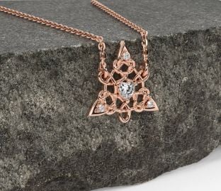 Diamond Rose Gold Celtic Trinity Knot Necklace