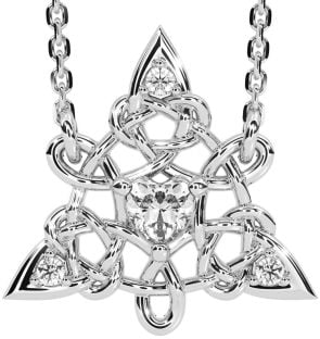 Diamond Silver Celtic Trinity Knot Necklace