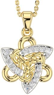 Diamond Gold Silver Celtic Trinity Knot Necklace