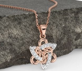 Diamond Rose Gold Celtic Trinity Knot Necklace