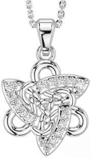 Diamond Silver Celtic Trinity Knot Necklace