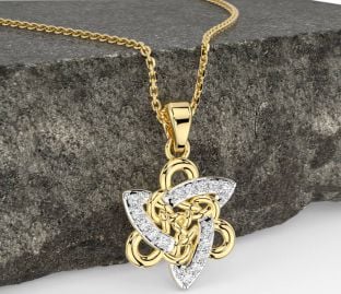 Diamond Gold Celtic Trinity Knot Necklace