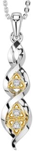 Diamond Gold Silver Celtic Trinity Knot Necklace