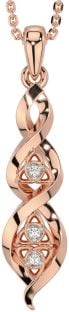 Diamond Rose Gold Silver Celtic Trinity Knot Necklace