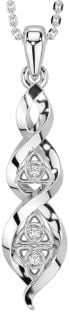 Diamond Silver Celtic Trinity Knot Necklace