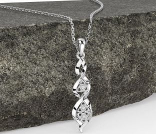 Diamant Argent celtique Trinité Noeud Collier
