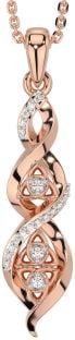 Diamond Rose Gold Silver Celtic Trinity Knot Necklace