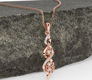 Diamond Rose Gold Celtic Trinity Knot Necklace