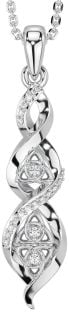 Diamond Silver Celtic Trinity Knot Necklace