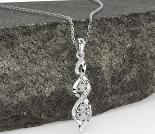 Diamond Silver Celtic Trinity Knot Necklace