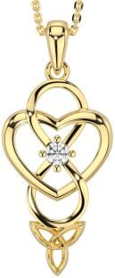 Diamond Gold Silver Infinity Celtic Trinity Knot Heart Necklace