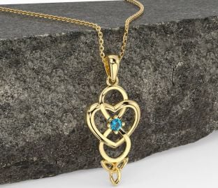 Topaz Gold Silver Infinity Celtic Trinity Knot Heart Necklace