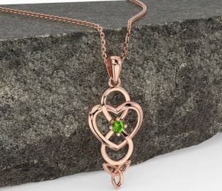 Peridoto Rosa Oro Infinidad céltico Trinidad Nudo Corazón Collar