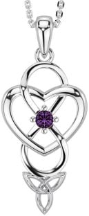 Alexandrite Silver Infinity Celtic Trinity Knot Heart Necklace