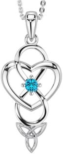 Topaz Silver Infinity Colier inimă cu nod celtic Trinity