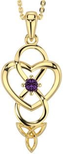 Alexandrite Gold Infinity Celtic Trinity Knot Heart Necklace