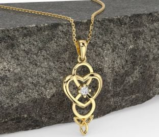 Diamond Gold Infinity Celtic Trinity Knot Heart Necklace