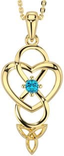 Topaz Gold Infinity Celtic Trinity Knot Heart Necklace