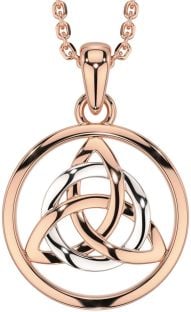 Rose Gold Silver Celtic Trinity Knot Necklace