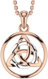 White Rose Gold Celtic Trinity Knot Necklace