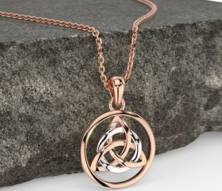 White Rose Gold Celtic Trinity Knot Necklace