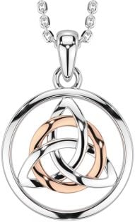 White Rose Gold Celtic Trinity Knot Necklace